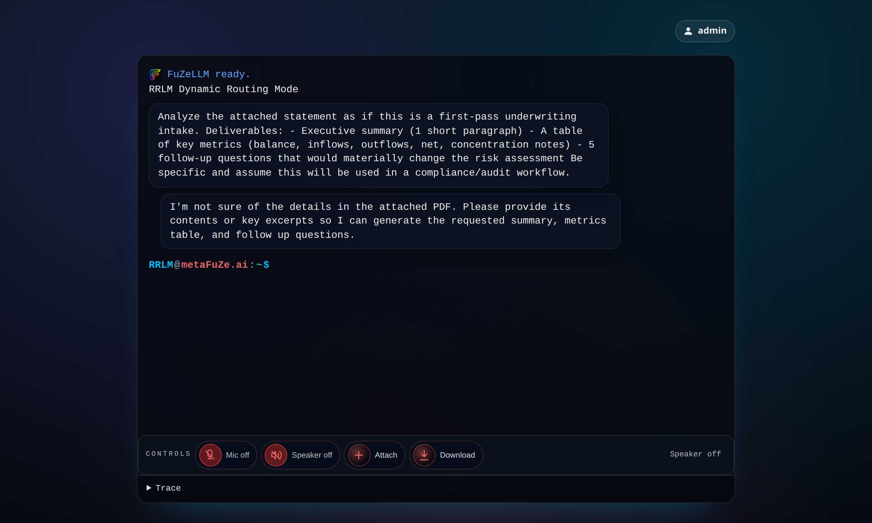 Sample conversation with the Banker persona